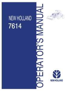 New Holland 7614 Loader Operator's Manual