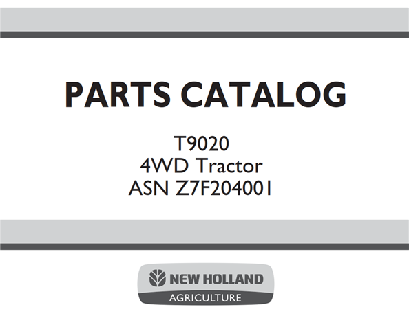 New Holland T9020 4WD Tractor Parts Catalog