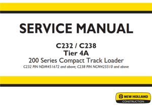 New Holland C232 / C238 Tier 4A Compact Track Loader Service Repair Manual