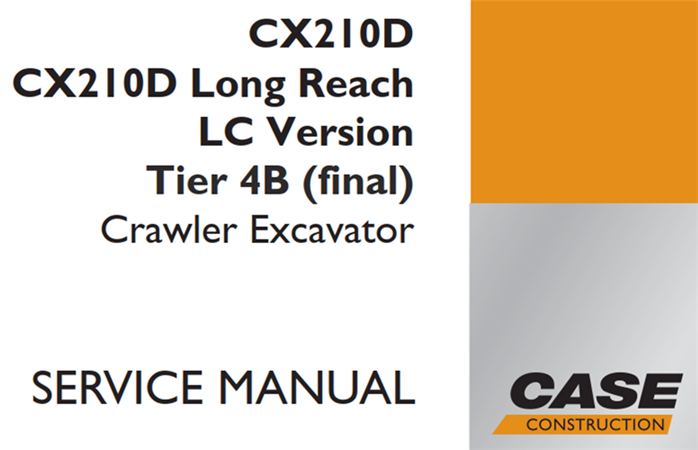 Case CX210D, CX210D Long Reach LC Version Tier 4B (final) Crawler Excavator