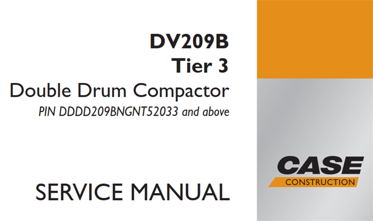 Case DV209B Tier 3 Double Drum Compactor Service Repair Manual