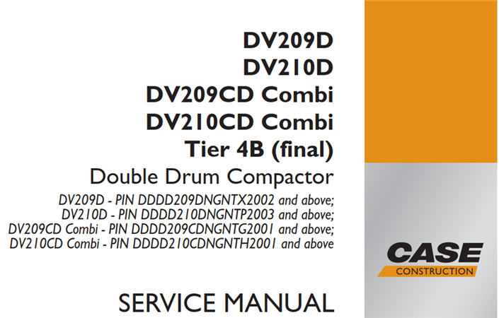 Case DV209D / DV210D / DV209CD Combi / DV210CD Combi Tier 4B (final) Double Drum Compactor