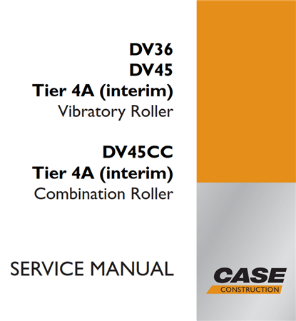 Case DV36/DV45 Tier 4A (interim) Vibratory Roller, DV45CC Tier 4A (interim) Combination Roller