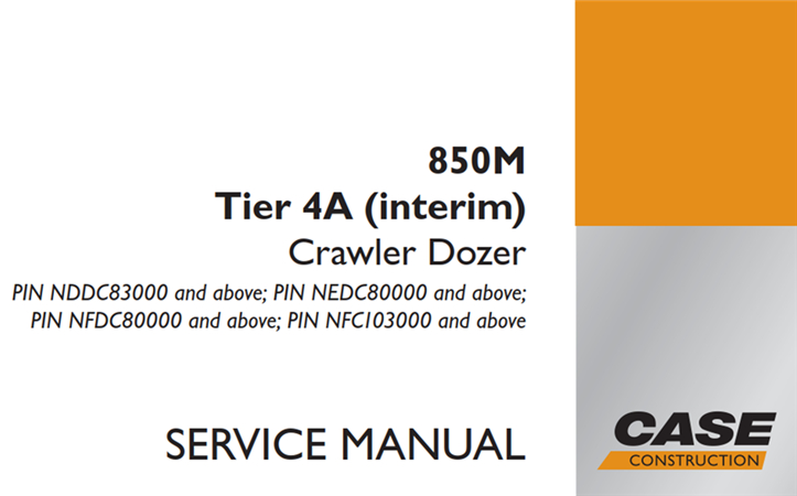 Case 850M Tier 4A (interim) Crawler Dozer Service Repair Manual