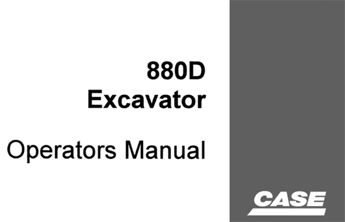 Case 880D Excavator Operator's Manual