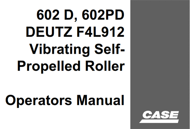 Case 602D/602PD DEUTZ F4L912 Vibrating Self-Propelled Roller