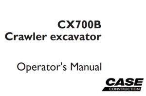 Case CX700B Crawler excavator Operator's Manual