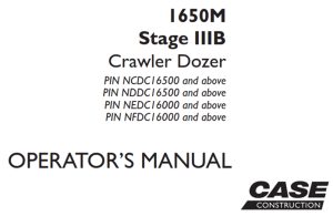 Case 1650M Stage IIIB Crawler Dozer Operator's Manual