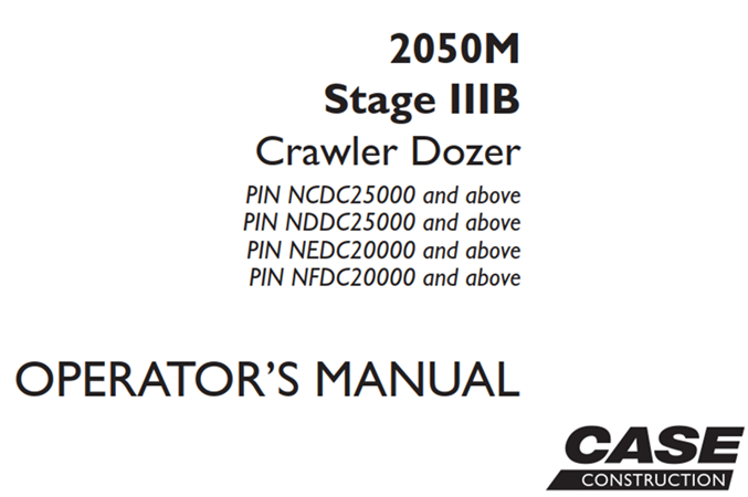 Case 2050M Stage IIIB Crawler Dozer Operator's Manual