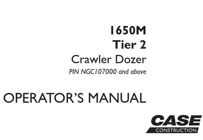 Case 1650M Tier 2 Crawler Dozer Operator's Manual