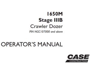 Case 1650M Stage IIIB Crawler Dozer Operator's Manual