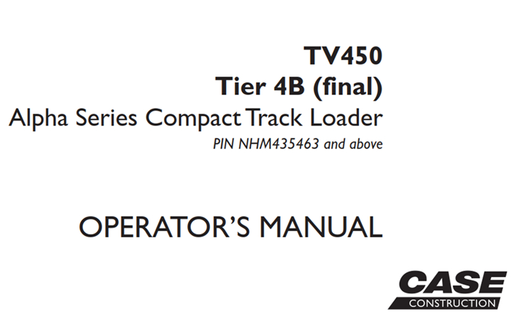 Case TV450 Tier 4B (final) Alpha Series Compact Track Loader