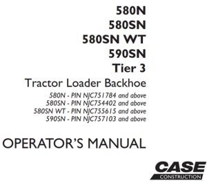 Case 580N/580SN/580SN WT/590SN Tier 3 Tractor Loader Backhoe