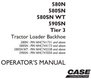 Case 580N/580SN/580SN WT/590SN Tier 3 Tractor Loader Backhoe