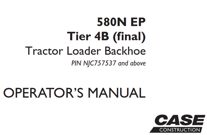 Case 580N EP Tier 4B (final) Tractor Loader Backhoe