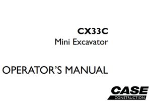 Case CX33C Mini Excavator Operator's Manual