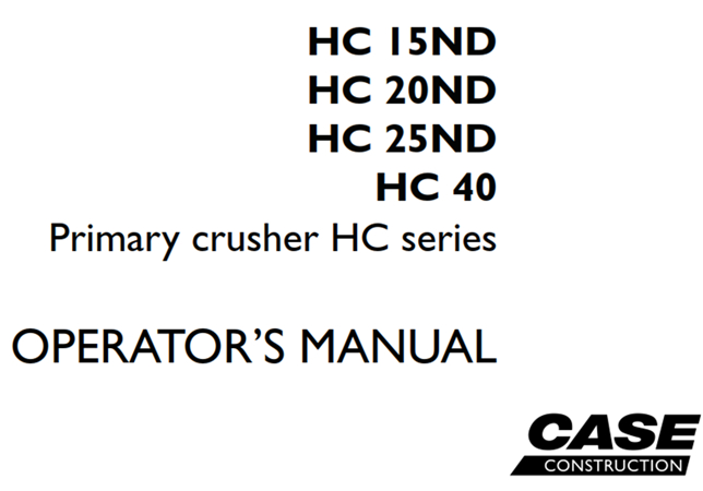 Case Primary crusher HC series (HC 15ND, HC 20ND, HC 25ND, HC 40)