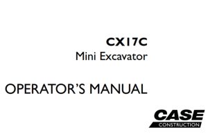 Case CX17C Mini Excavator Operator's Manual