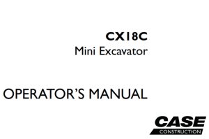 Case CX18C Mini Excavator Operator's Manual