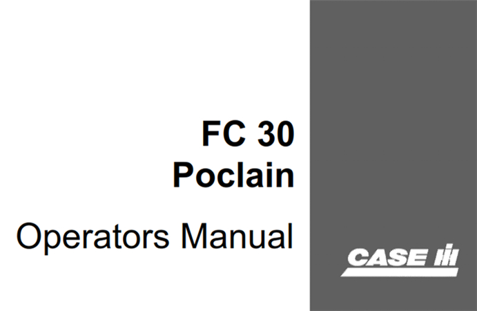 Poclain FC30 Excavator Operator's Manual