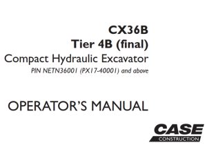 Case CX36B Tier 4B (final) Compact Hydraulic Excavator