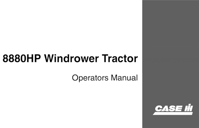 Case IH 8880HP Windrower Tractor Operator's Manual