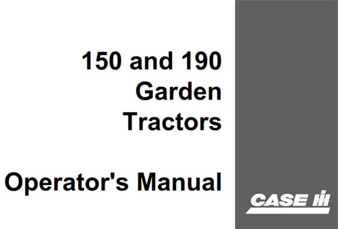 Case 150, 190 Garden Tractors Operator's Manual