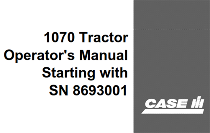 J.I. Case 1070 Tractor Operator's Manual