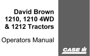 David Brown 1210, 1210 4WD, 1212 Tractors Operator's Manual