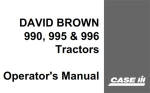 David Brown 990, 995, 996 Tractors Operator's Manual