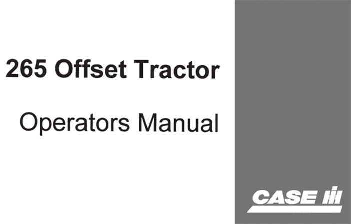 Case IH 265 Offset Tractor Operator's Manual