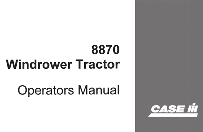 Case IH 8870 Windrower Tractor Operator's Manual