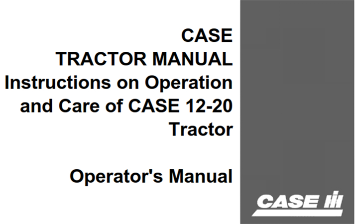 J.I. Case 12-20 Tractor Operator's Manual