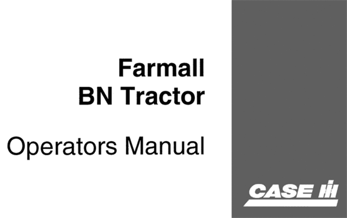 Case IH Farmall BN Tractor Operator's Manual