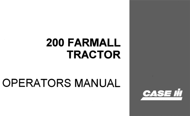 Case IH 200 Farmall Tractor Operator's Manual