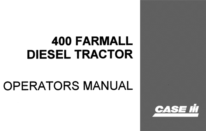 Case IH 400 Farmall Diesel Tractor Operator's Manual