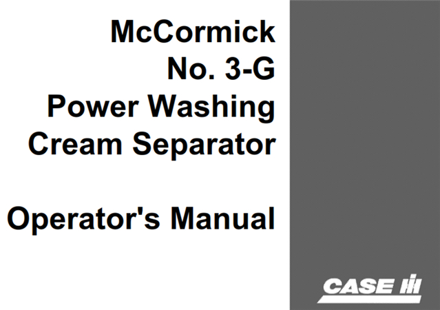 Case IH McCormick No.3-G Power Waching Cream Separator