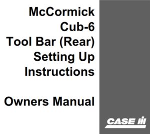 Case IH McCormick Cub-6 Tool Bar (Rear) Operator's Manual