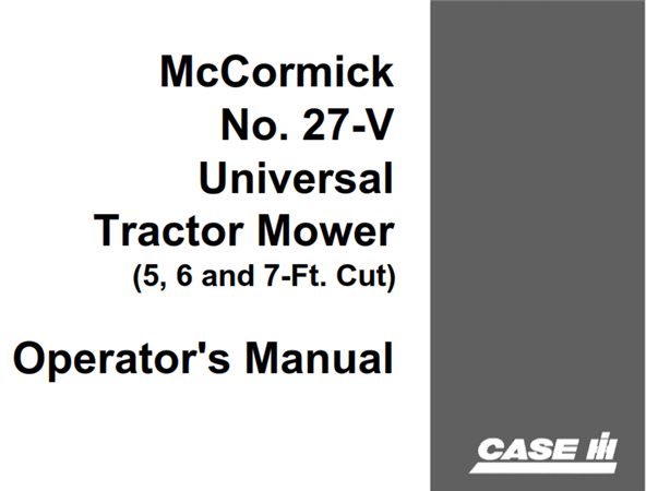 Case IH McCormick No.27-V Universal Tractor Mower (5, 6 and 7-Ft. Cut)