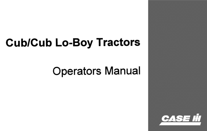 Case IH Cub/Cub Lo-Boy Tractors Operator's Manual