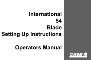 Case International 54 Blade Operator's Manual