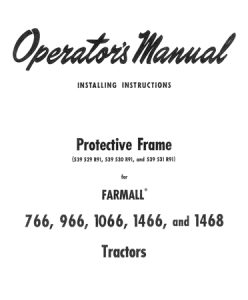 Case IH Protective Frame Operator's Manual