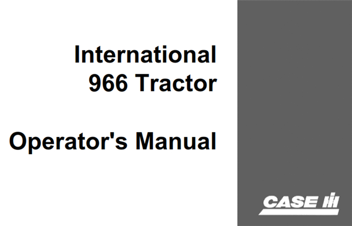 Case IH Farmall 966 Diesel Tractor Operator's Manual