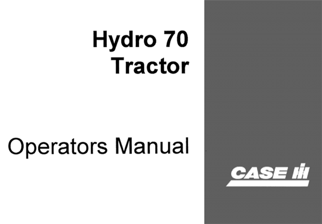 Case IH Hydro 70 Tractor Operator's Manual