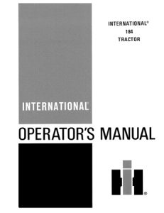 Case IH International 184 Tractor Operator's Manual