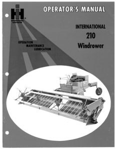 Case IH International 210 Windrower Operator's Manual