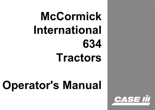 Case IH McCormick International 634 Tractors Operator's Manual