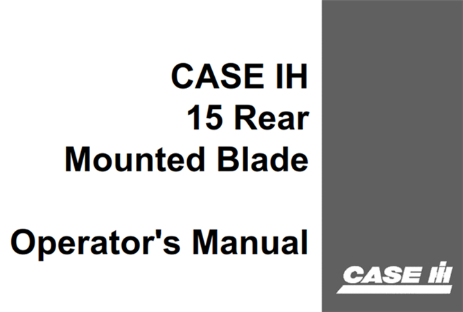 Case IH 15 Rear Mounted Blade Operator's Manual