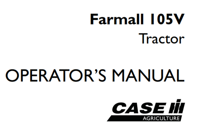 Case IH Farmall 105V Tractor Operator's Manual