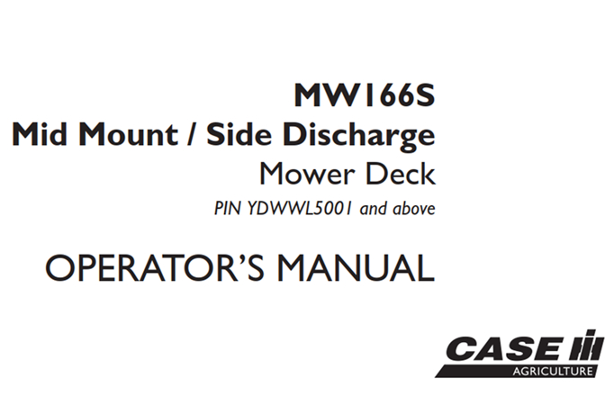 Case IH MW166S Mid Mount / Side Discharge Mower Deck